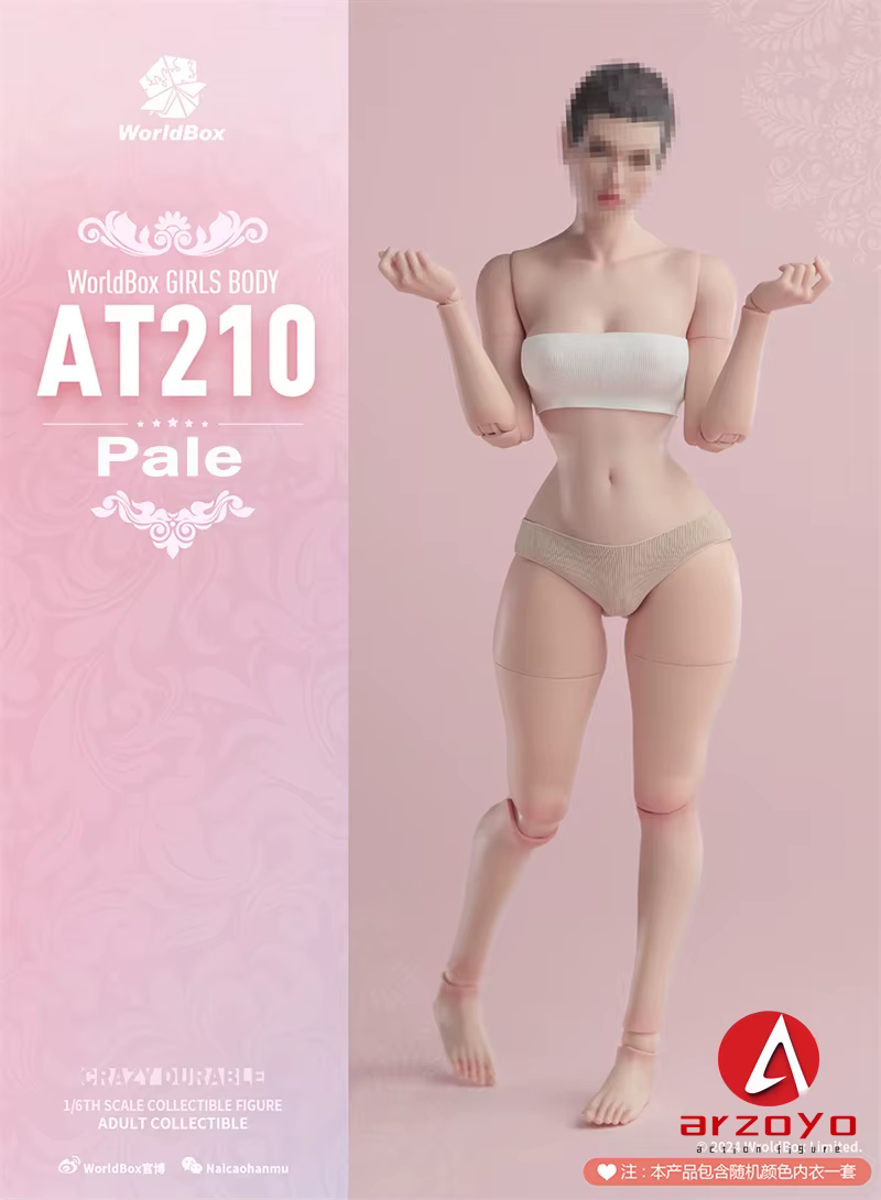 Worldbox AT210 Corps féminin 1/6 avec taille fine, buste D Cup et sous-vêtements, couleur chair clai