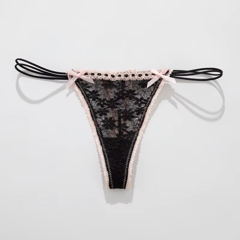 Culottes en dentelle à nœud, lingerie sexy pour femme, tenue quotidienne à la maison, strings unis,