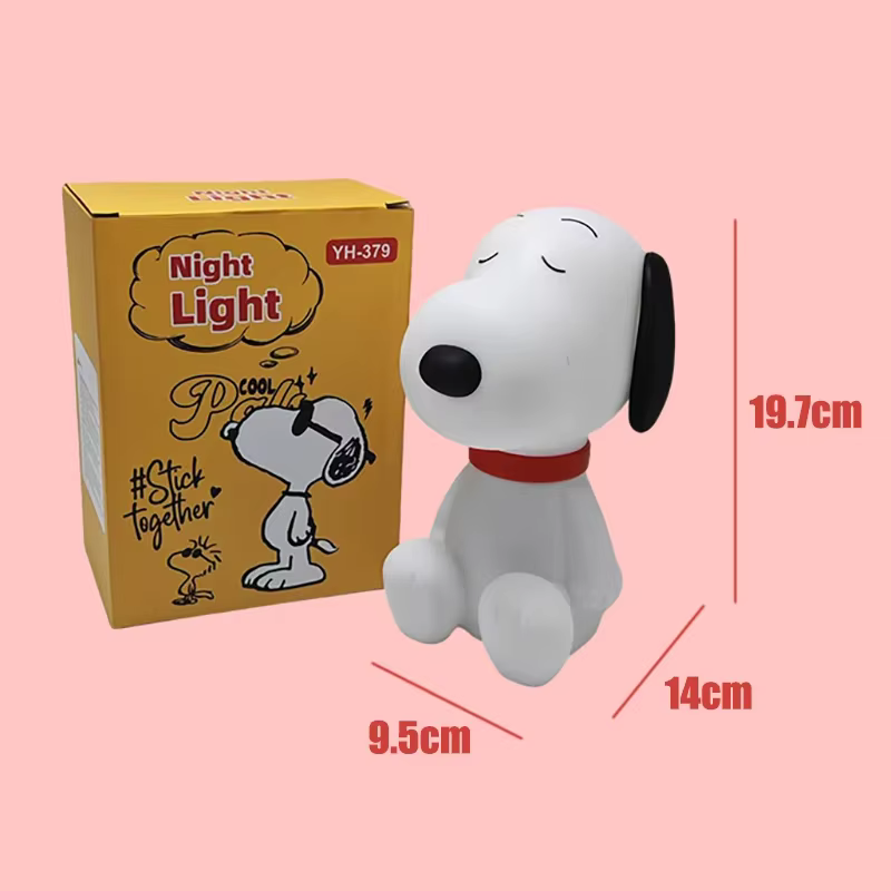Veilleuse Snoopy, lampe de chevet rechargeable à 3 niveaux de luminosité, avec minuterie, en silicon