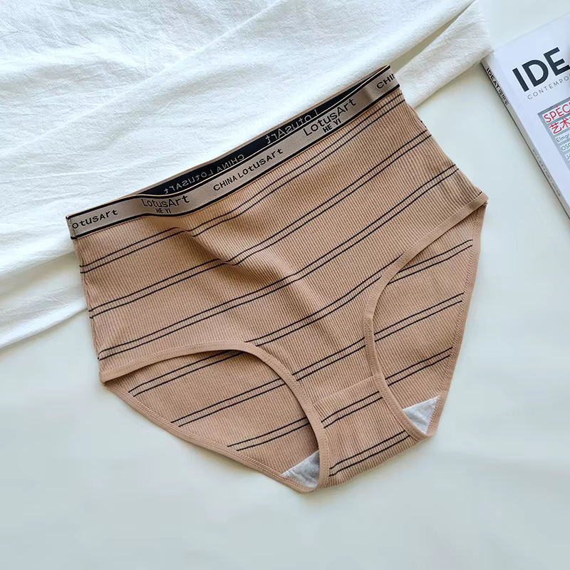 Culotte en coton côtelé, slip taille haute, grande taille, sous-vêtements pour femmes, coupe généreu