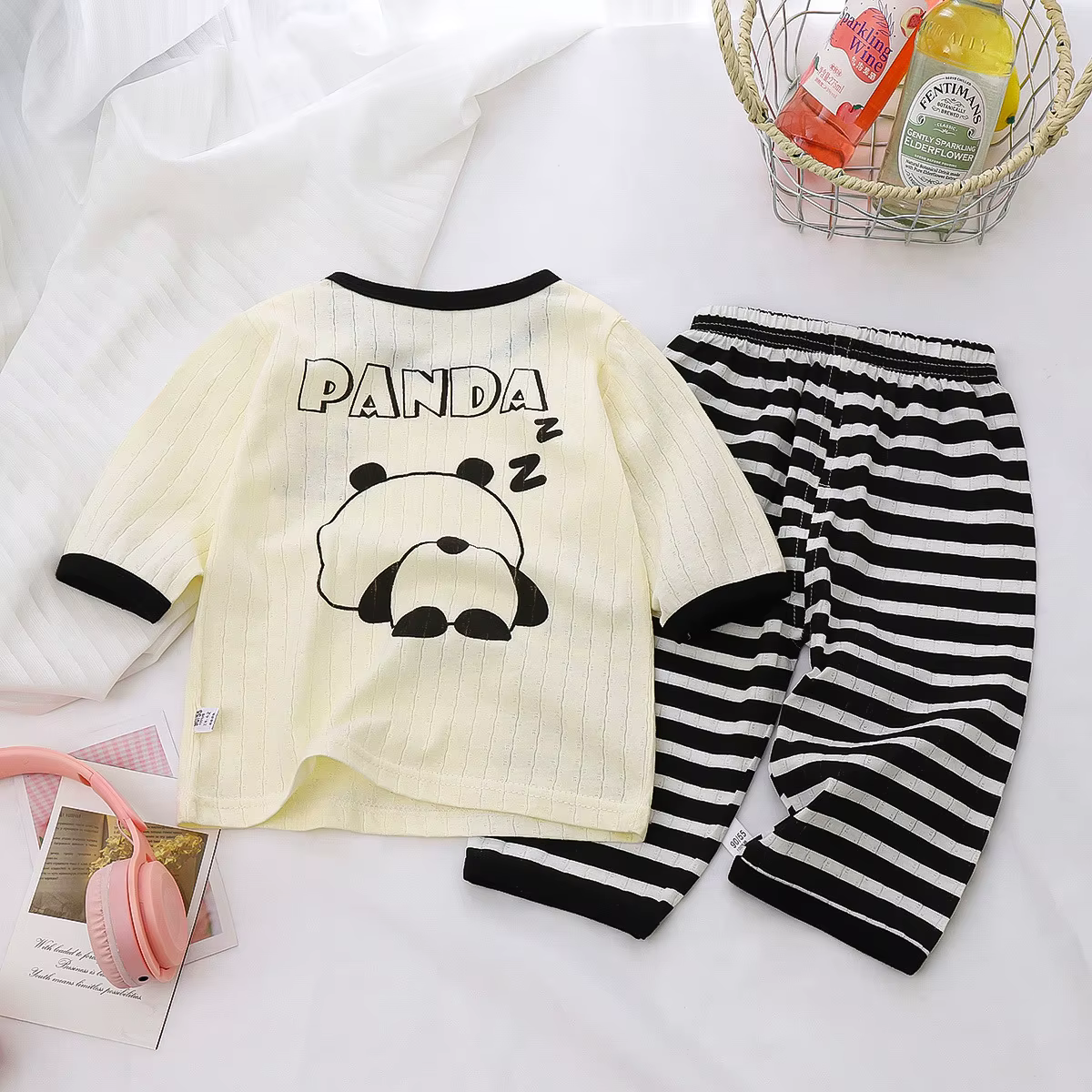 Ensemble pyjama en coton pour bébé, manches longues, vêtements de nuit pour bébé, dessin animé, vête