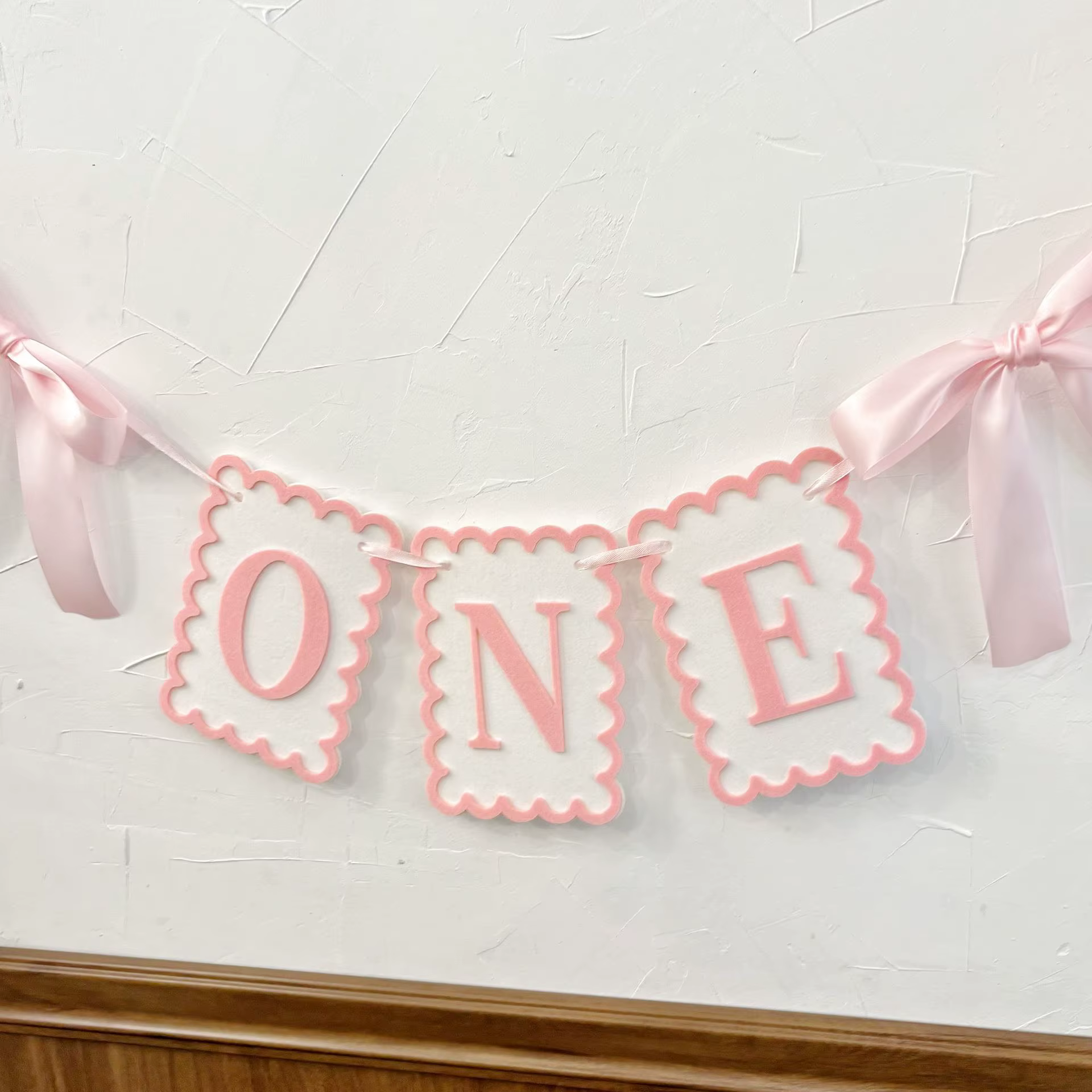 Rose bleu une lettre bannière fond décoration murale un an bébé 1er anniversaire fête faveur bébé do