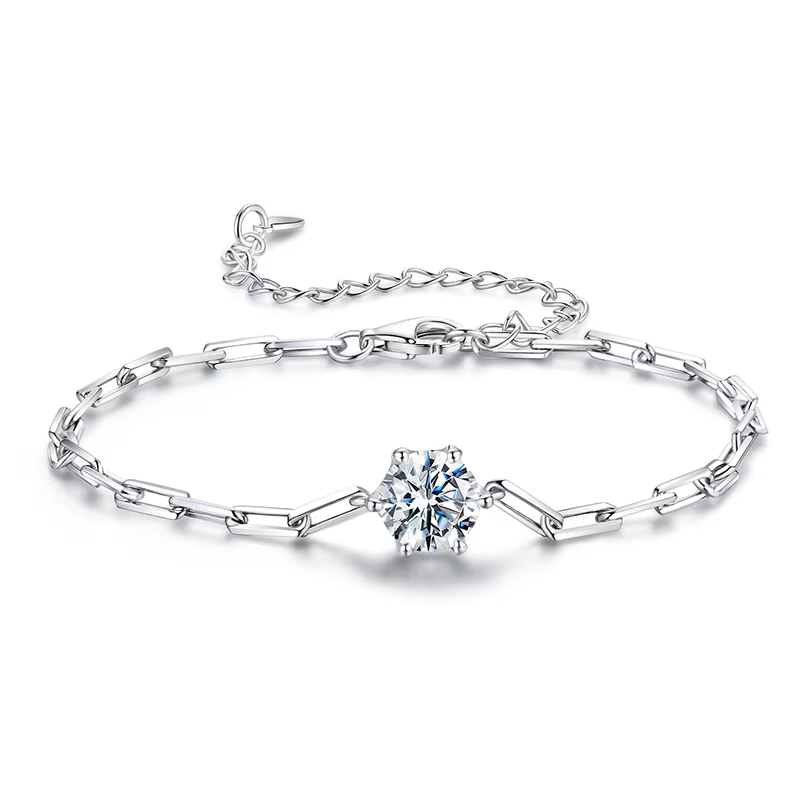 Bamoer U 1CT – Bracelet en Moissanite en argent Sterling 925, longueur réglable, certifié, bijoux fi