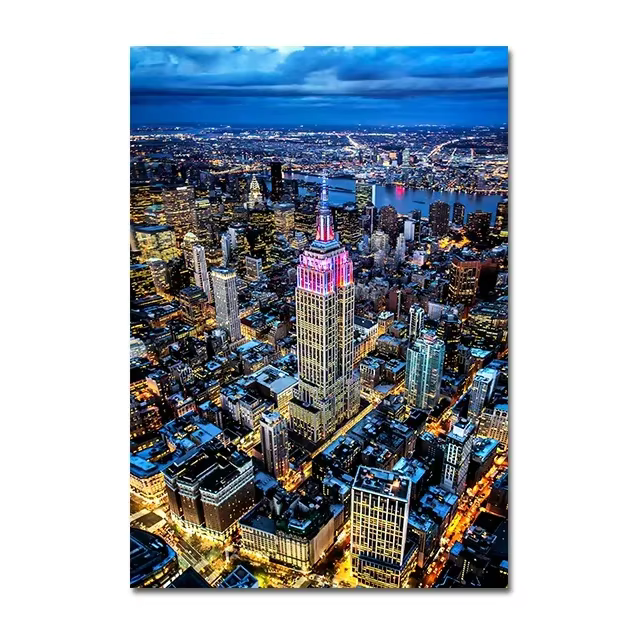 Affiches et impressions sur toile de vue nocturne de l'État de Beaumont New York, peinture murale HD