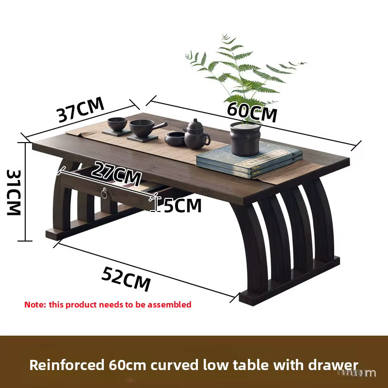 Table basse pliante en bambou de style japonais pour fenêtre en baie, table de sol Tatami, table de