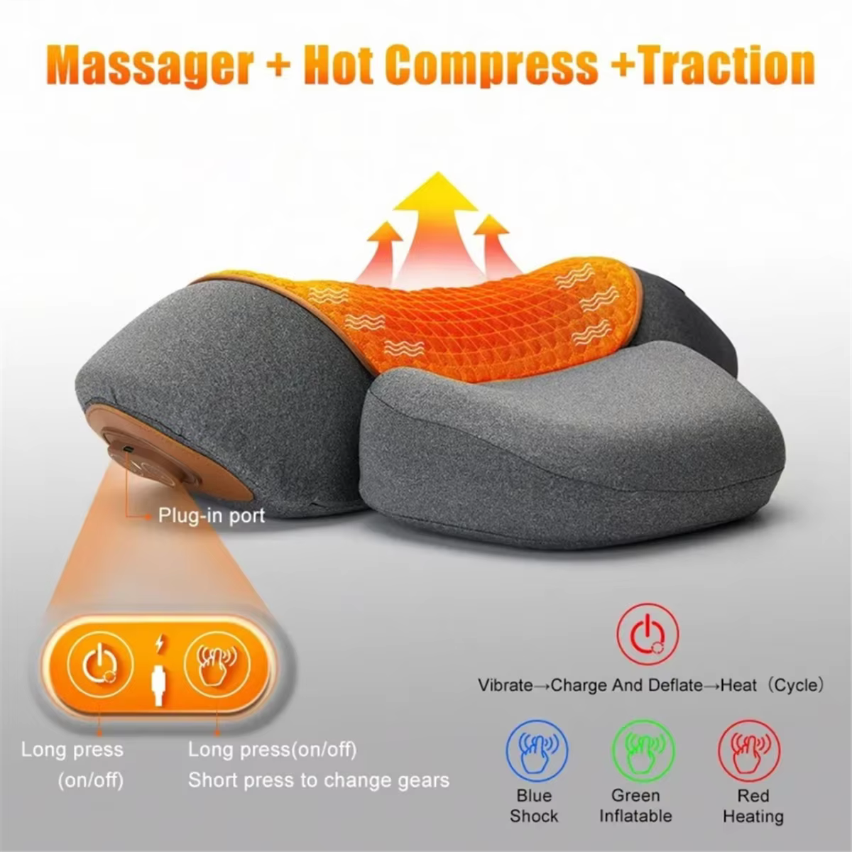 Nouveau oreiller Massage cou bosse-oreiller masseur de cou 3 en 1 pour la douleur aux épaules, soula