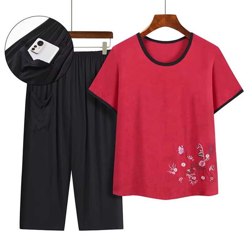Nouveaux pyjamas pour femmes, pyjamas pour mères d'âge moyen et âgées, pyjamas d'été à manches court