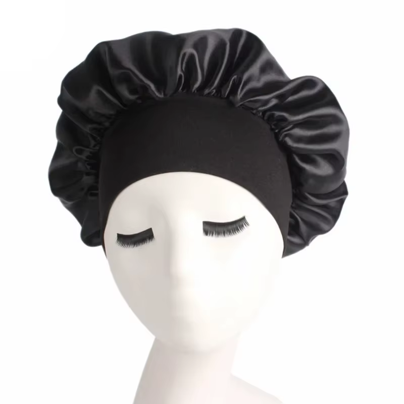 Bonnets de cheveux de nuit pour femmes, Bonnet soyeux en Satin, Double couche réglable, couvre-tête 