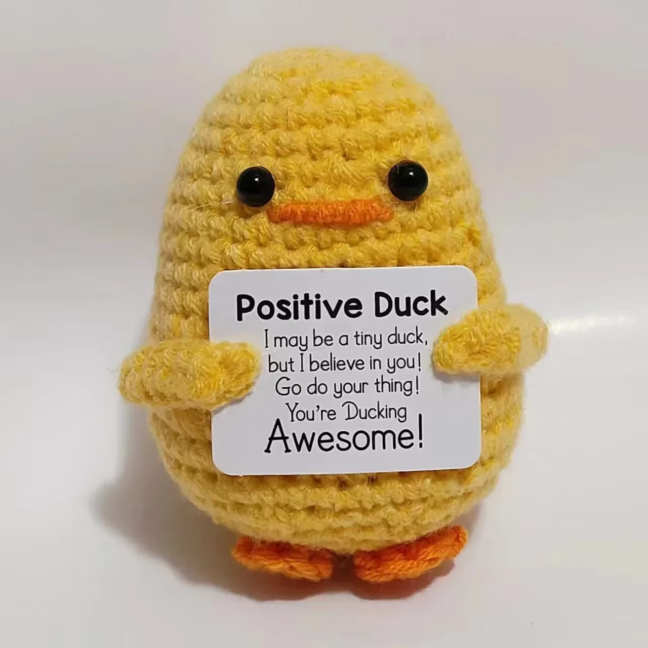 Canard à énergie Positive mignon, poupée tricotée Positive, Crochet, Support émotionnel, étagère, dé