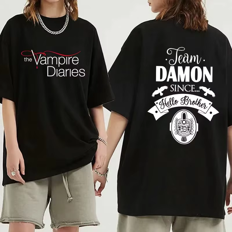 Nouveau t-shirt imprimé « The Vampire Diaries », t-shirt unisexe décontracté à manches courtes, chem