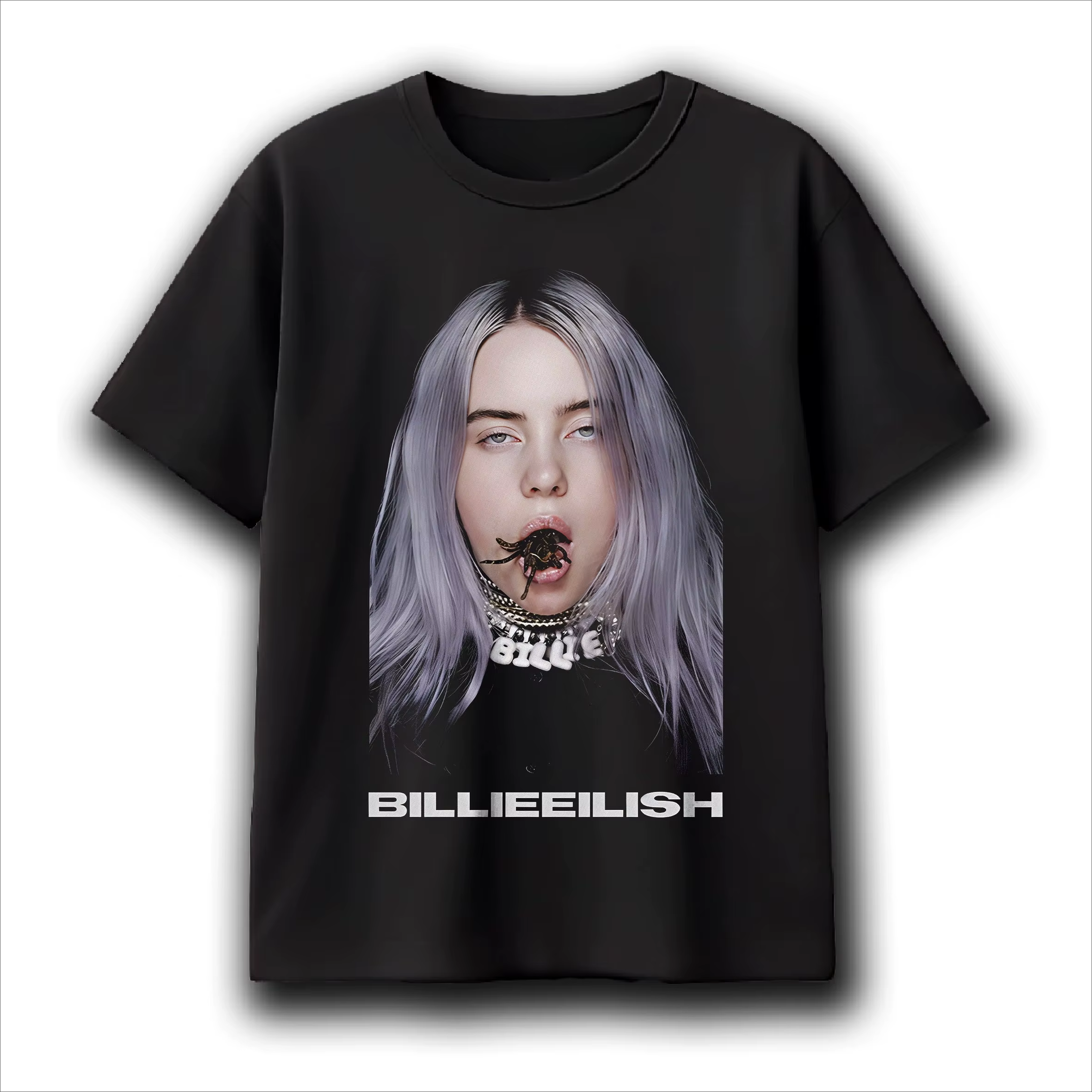 T-shirt graphique Billie Eilish Spider Portrait pour hommes et femmes, streetwear en coton, merchand
