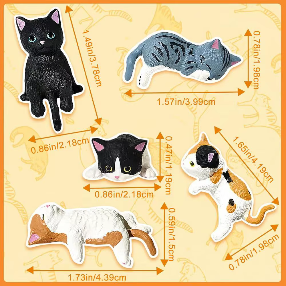 Lot de 5 figurines de chatons mignons, décorations créatives de chats endormis, jouets décoratifs po