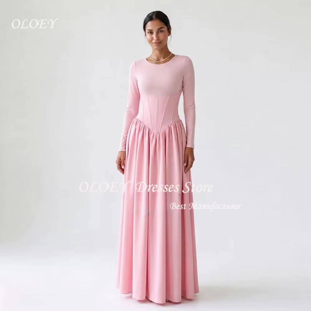 OLOEY Robe de soirée à col rond et manches longues, robes élégantes فساتين سهره نسا, occasions spéci
