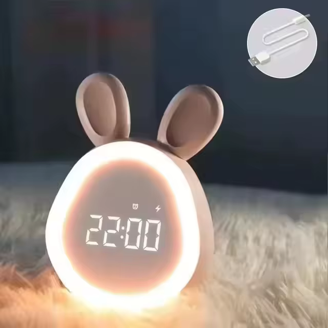 Mini réveil LED en forme de lapin de dessin animé, veilleuse pour étudiants, affichage numérique, lu