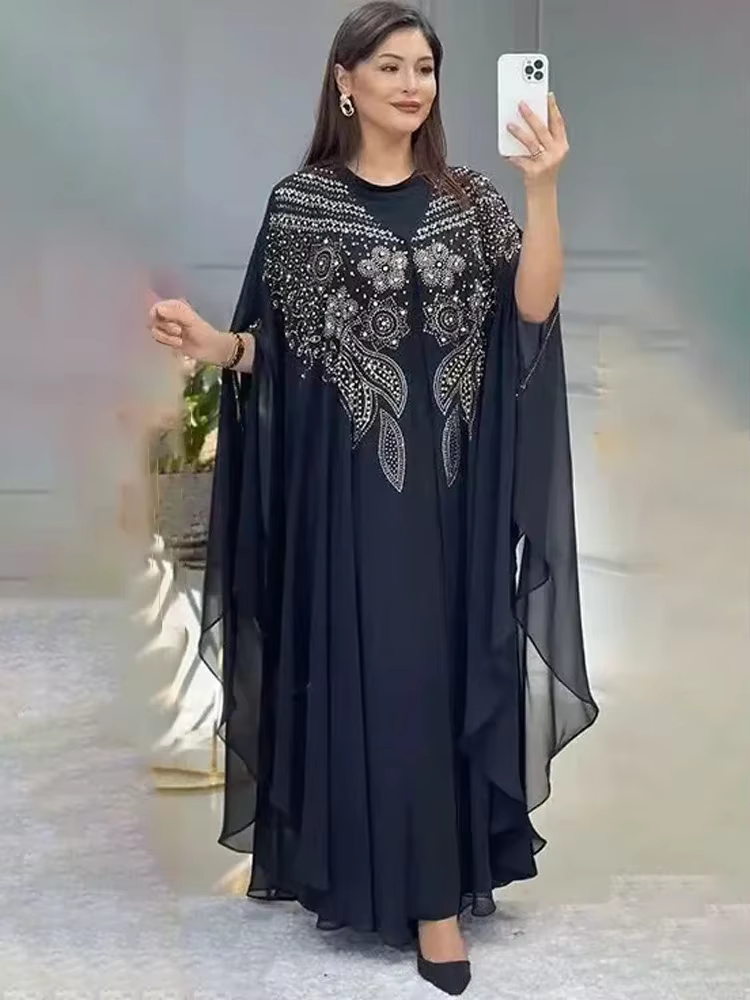 Abayas pour femmes dubaï luxe 2024 mousseline de soie Boubou robe de mode musulmane Caftan Marocain