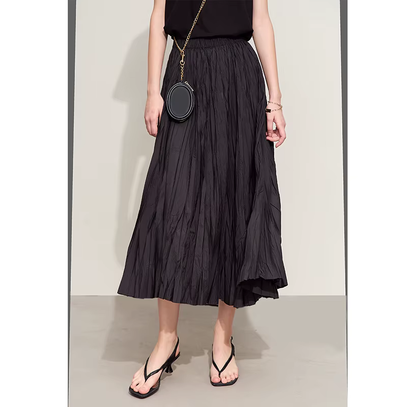 Amii-Jupes plissées minimalistes A-Line pour femmes, taille irrégulière, large ourlet, élastique, ét