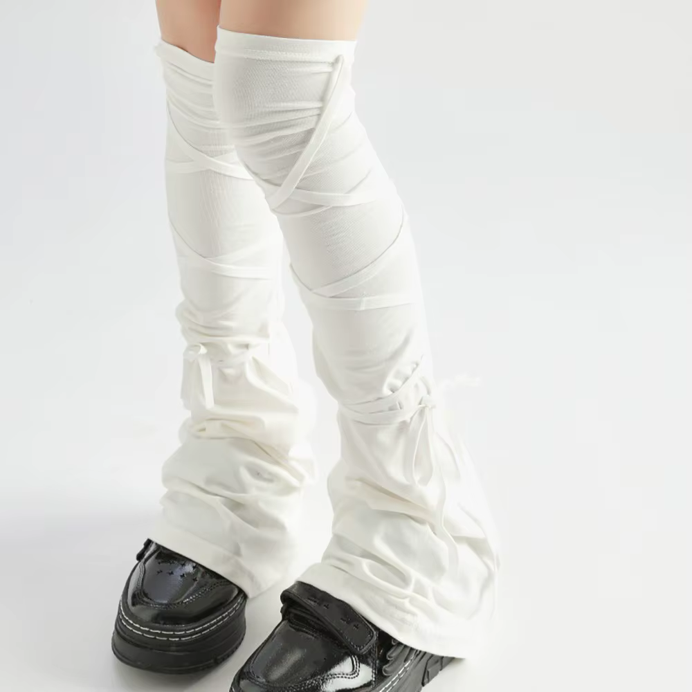Jambières en coton multicolores style Steampunk à lacets, jambières hautes pour cosplay