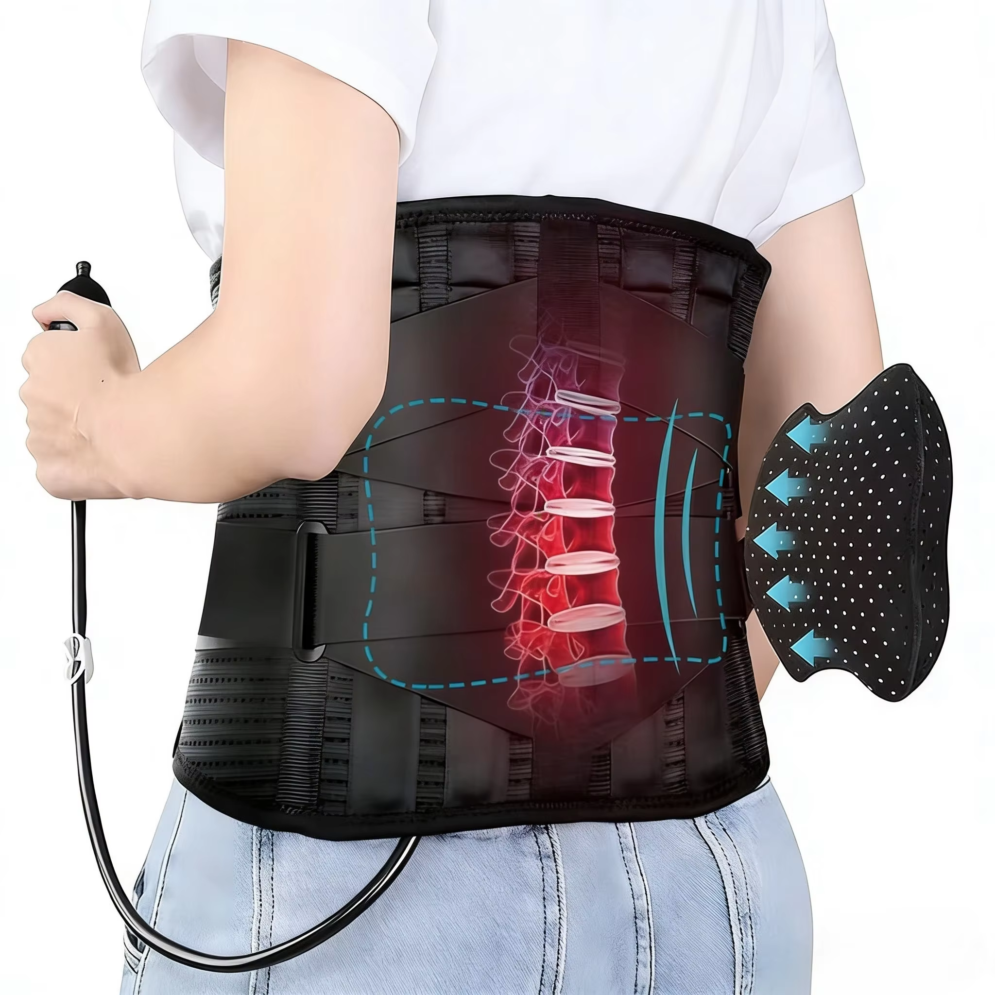 Ceinture de soutien lombaire avec coussin gonflable pour soulager les douleurs lombaires, sangles de