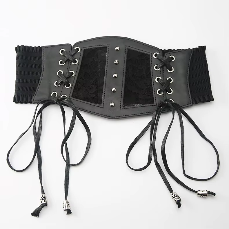 Corset Noir Amincissant à Lacets pour Femme, Ceinture Large, Vêtement Gothique, Sous le Buste, Robe