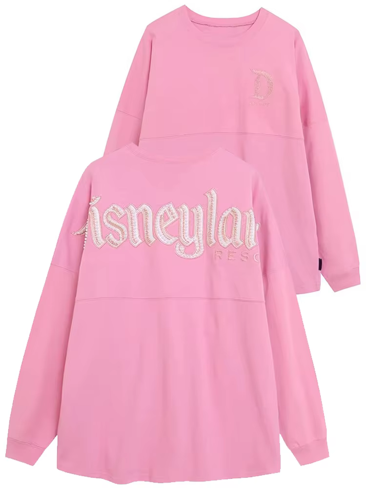 Sweat-shirt rose Disney Disneyland avec broderie de lettres, sequins, perles, imprimé mignon, pull s