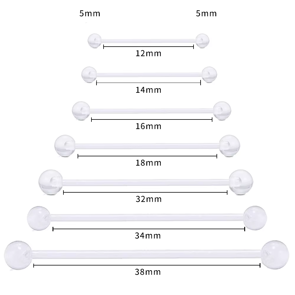 Ensemble de 5 pièces de Piercing pour le corps, bijoux en acrylique Transparent industriel, anneaux