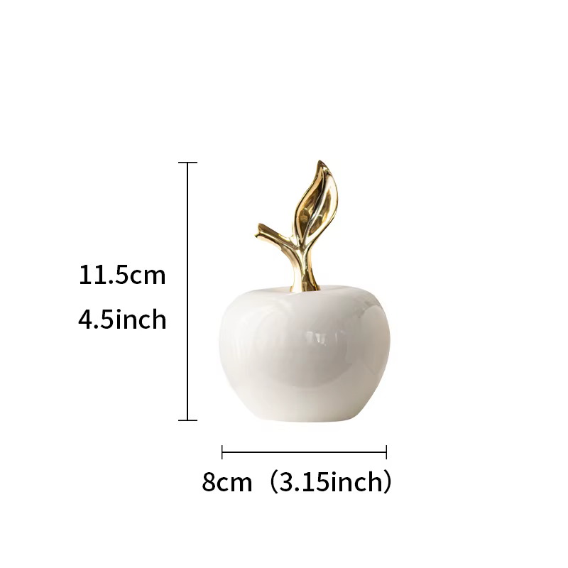 Figurines de pommes en céramique créatives, artisanat, Sculpture de pommes blanches, accessoires de