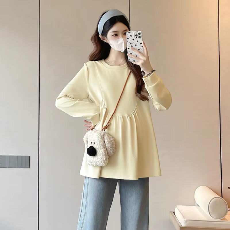 Sweat-shirt de maternité pour printemps et automne, simple, décontracté, mignon, ample, confortable,