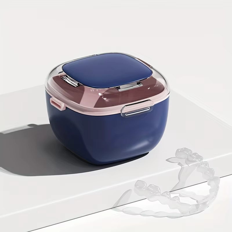 1 pièce de boîte pratique pour prothèses dentaires, boîte de nettoyage portable pour couvercles de p