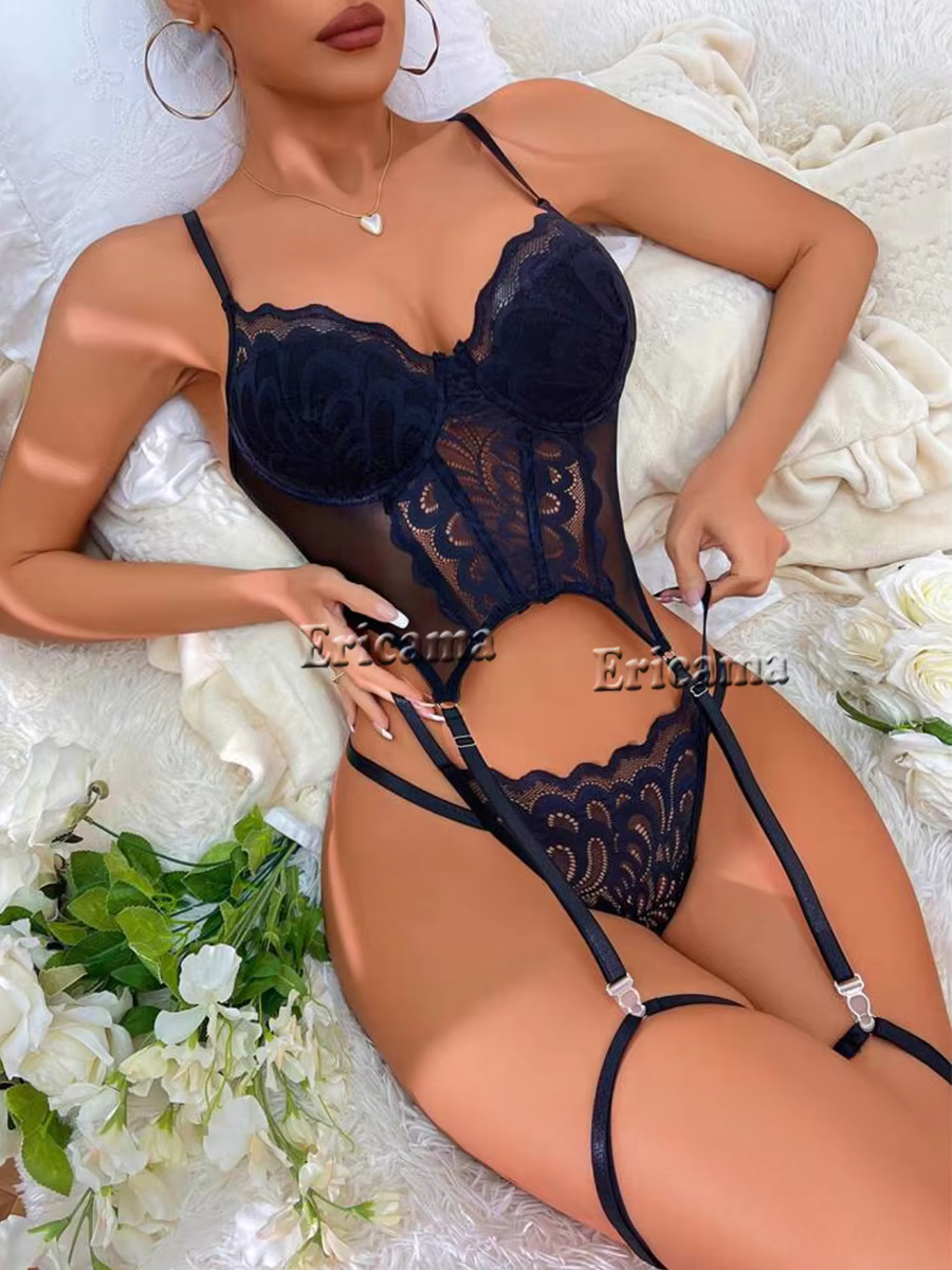 Ensemble de lingerie en dentelle 7.0 avec nœud décoratif, soutien-gorge évidé à bretelles, string, p