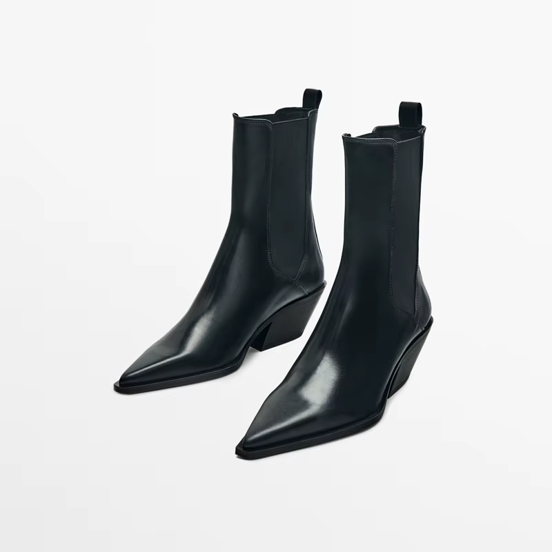 Bottes d'automne 2026 – Bottes de cowboy britanniques d'hiver pour femme, en cuir, à talon épais, st