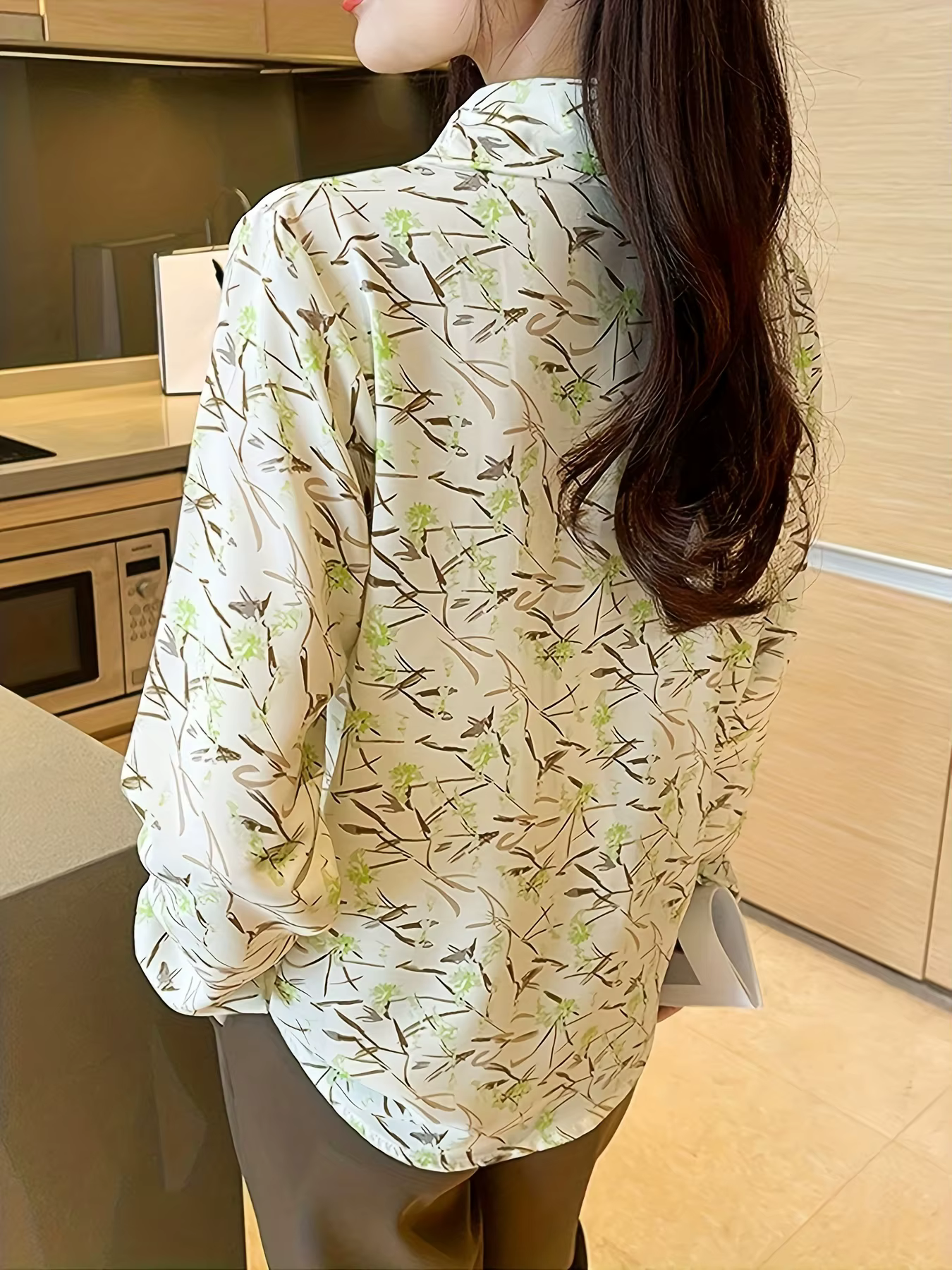 Nouveau élégant impression blouses décontracté quotidien dames chemises mode femmes boutonné hauts b