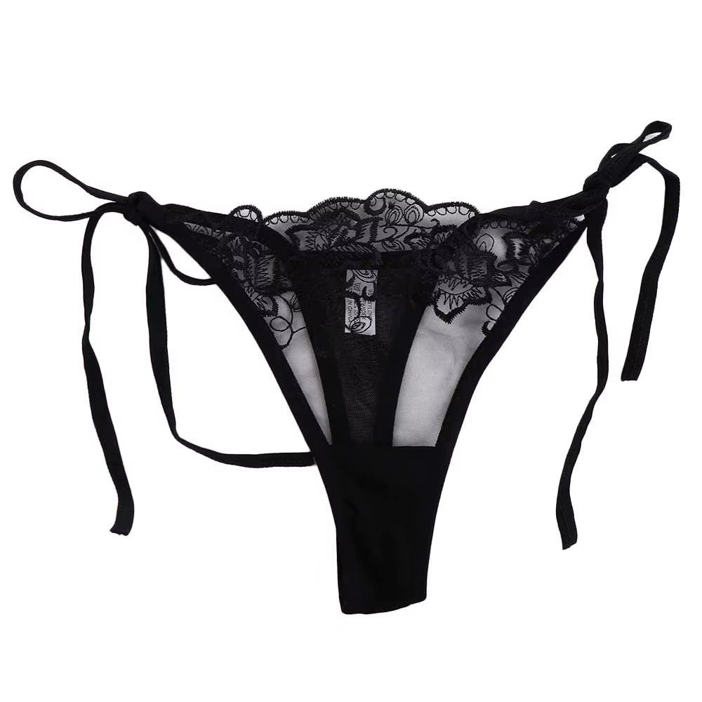 Sous-vêtement en coton avec broderie en dentelle pour femme, lingerie ajourée, culotte courte