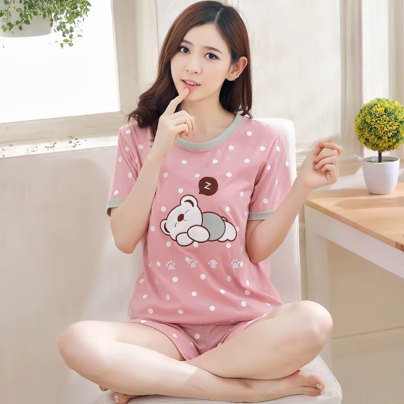 Femmes mince mignon vêtements de nuit 2 pièces chemise Shorts Pyjamas ensemble vêtements de nuit des