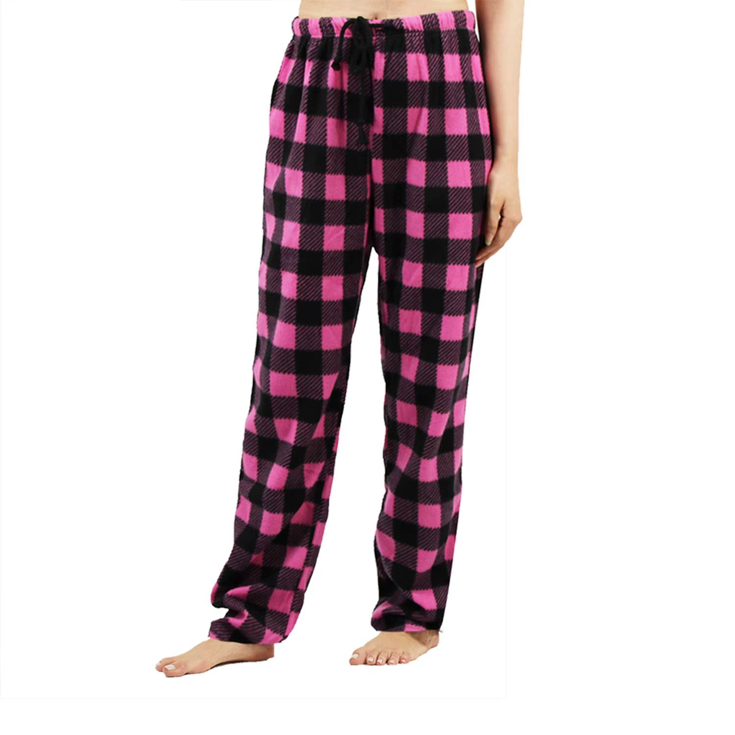 Pantalon de pyjama pour femme, pack pelucheux, long, polaire, carreaux de buffle, bas de pyjama, cor