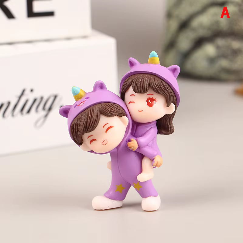Pyjama violet de dessin animé créatif mignon pour couple, ornements de décoration de voiture, consol