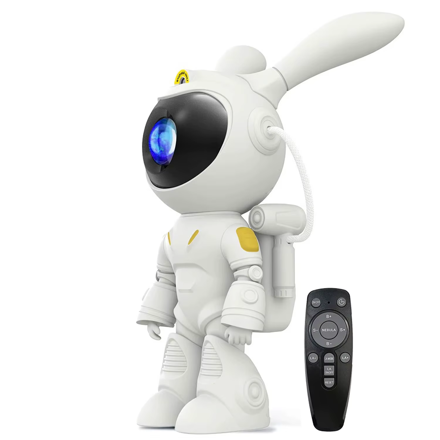 Lumières de projection d'astronome de lapin de l'espace, pleines d'étoiles, veilleuses décorées, cad
