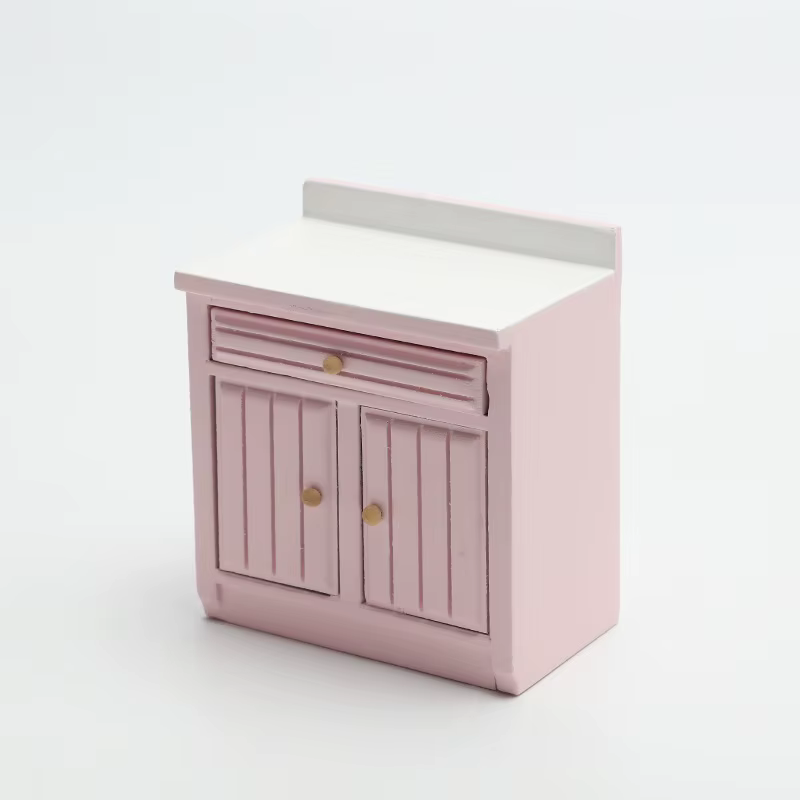 Maison de poupée Mini Table de cuisine évier comptoir ensemble armoires combinaison 1:12 Miniature c