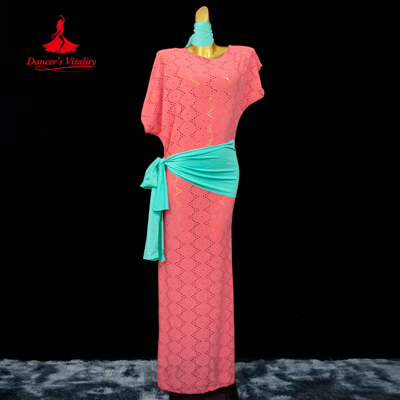Costume de danse du ventre pour femmes, robe ample et élégante + foulard + écharpe de hanche, vêteme