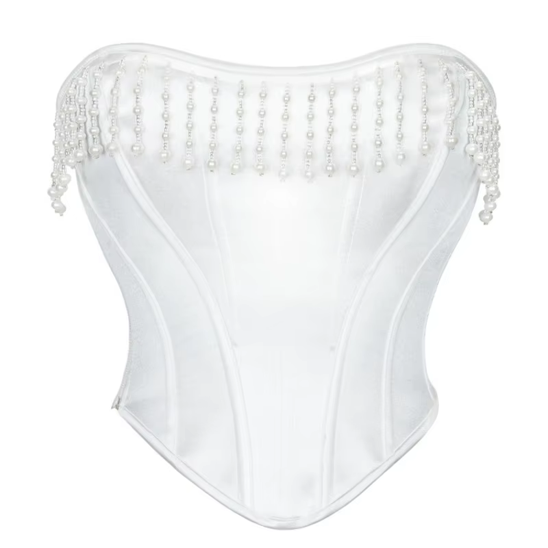 Corset en perles blanches, vêtement court, Noble et élégant, Style princesse, à chevrons, vêtements 