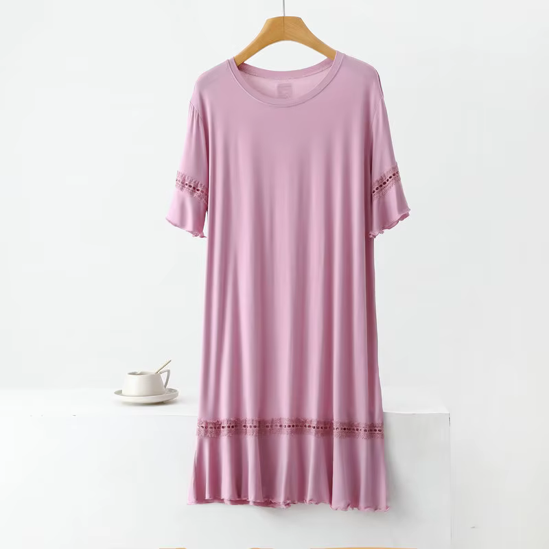 Grande taille Modal tenue de nuit pour femmes nuisette surdimensionné à manches courtes chemises de 