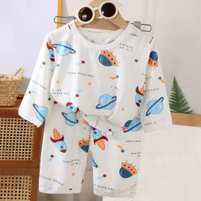 Pyjama 2 pièces pour garçons et filles, ensemble de vêtements de nuit pour enfants, en tissu doux et