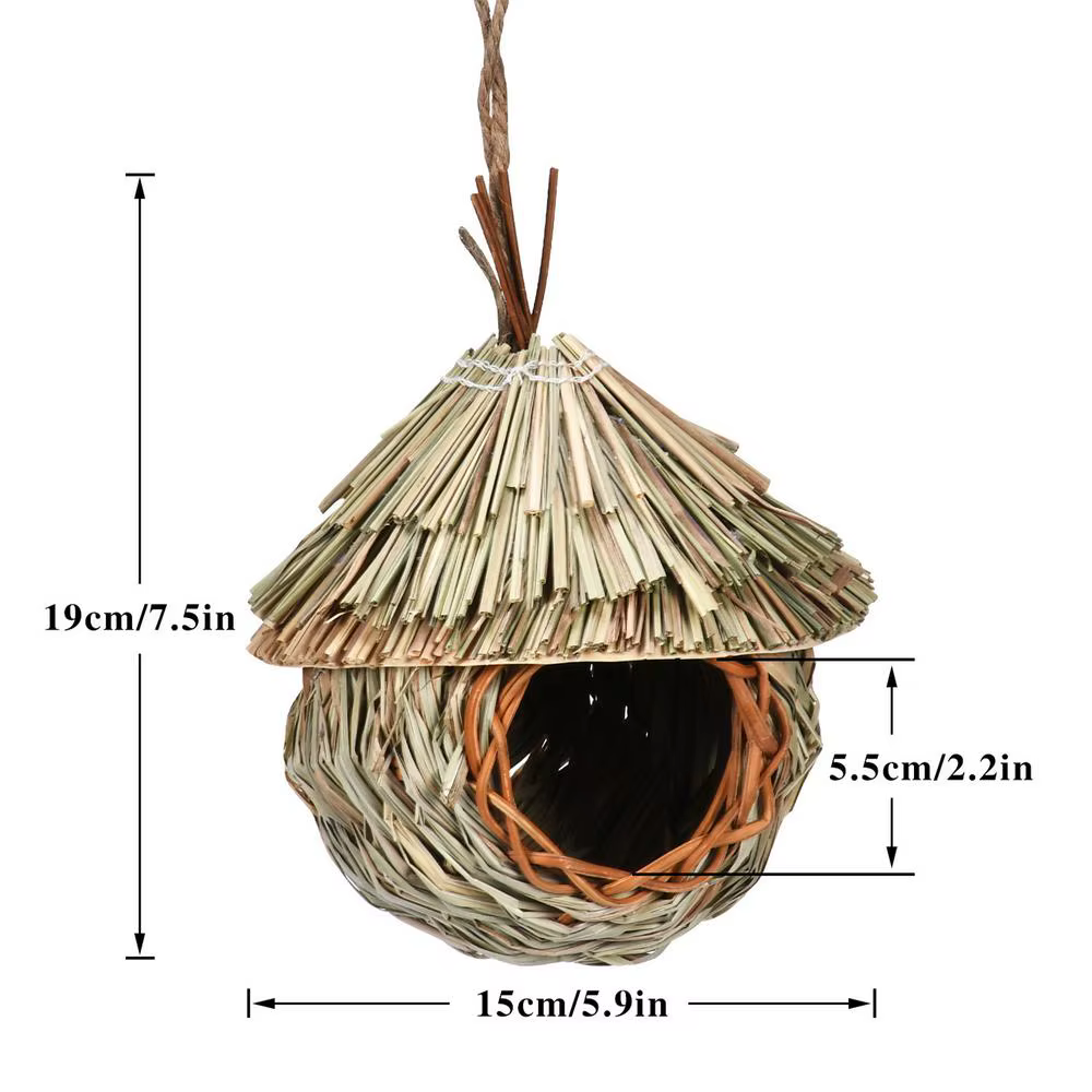 Nichoirs pour colibris à suspendre en extérieur, en roseau naturel, abri artisanal pour oiseaux, déc