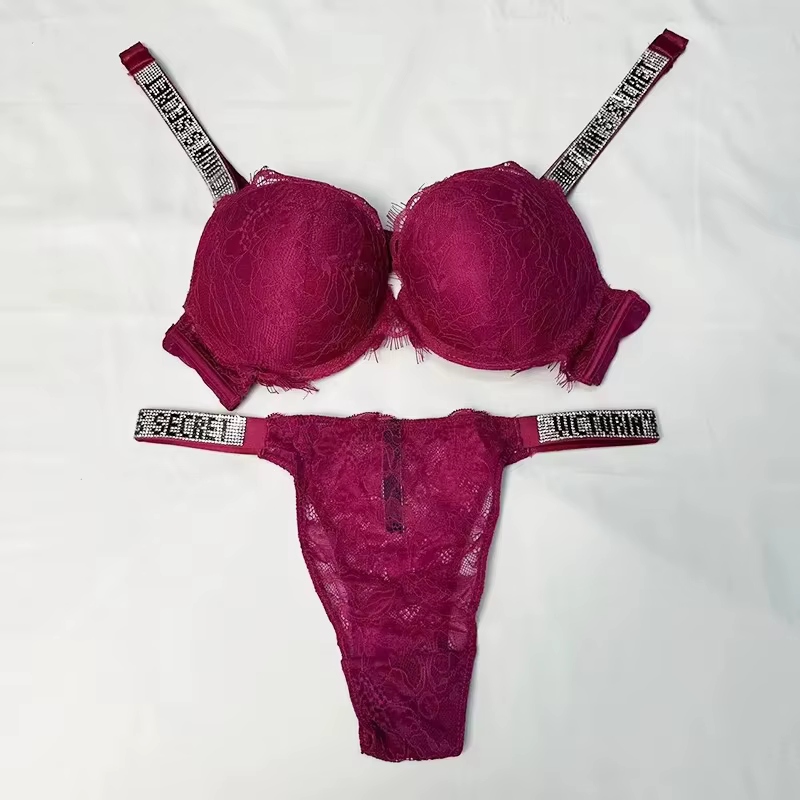 Nouvel ensemble de lingerie Victoria's Secret push-up, rembourré, ajustable, en dentelle, sexy, conf