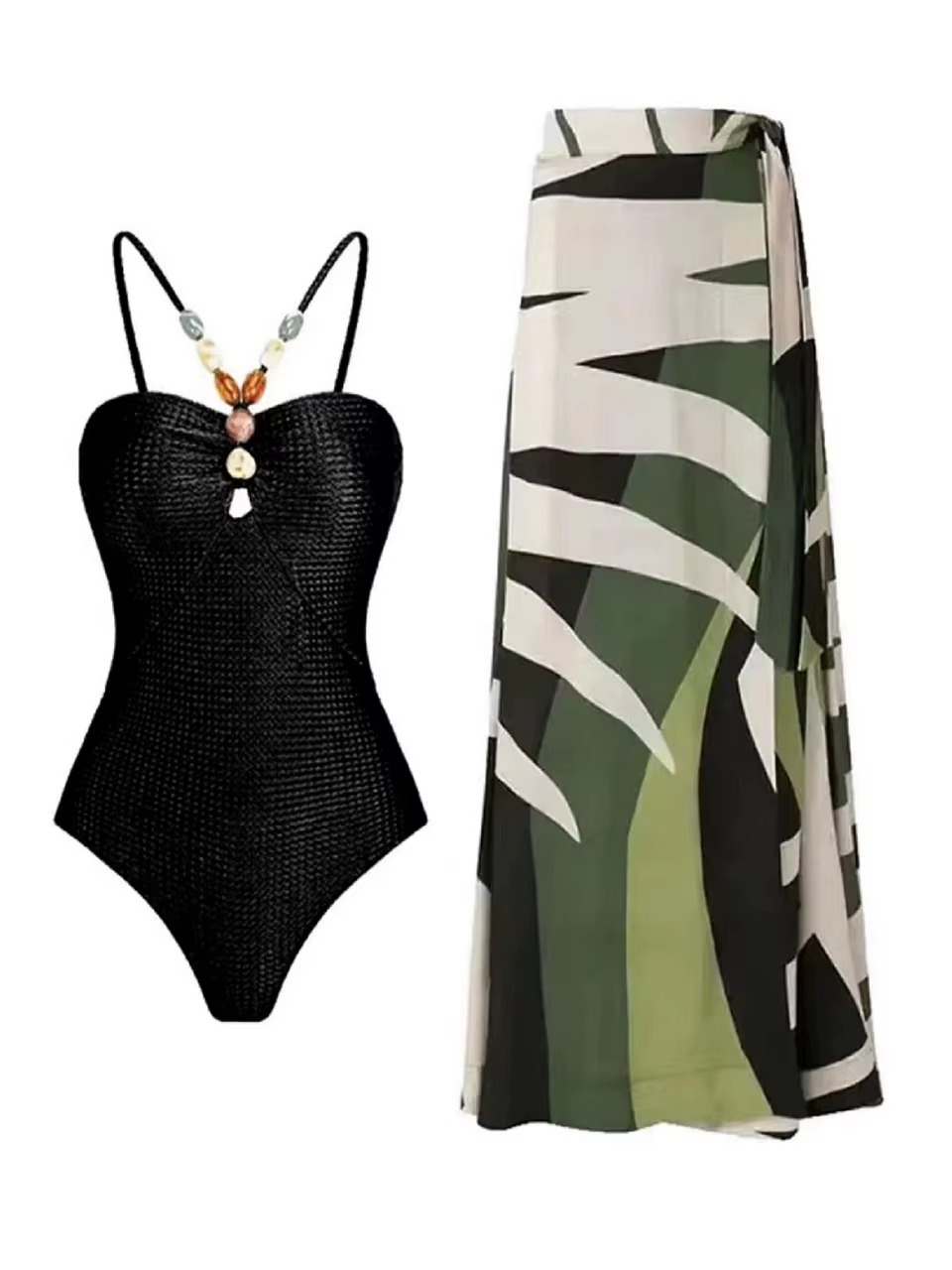 Deux pièces Bikinis maillot de plage 2024 femmes Sexy cordon body avec jupe longue été femme bain na