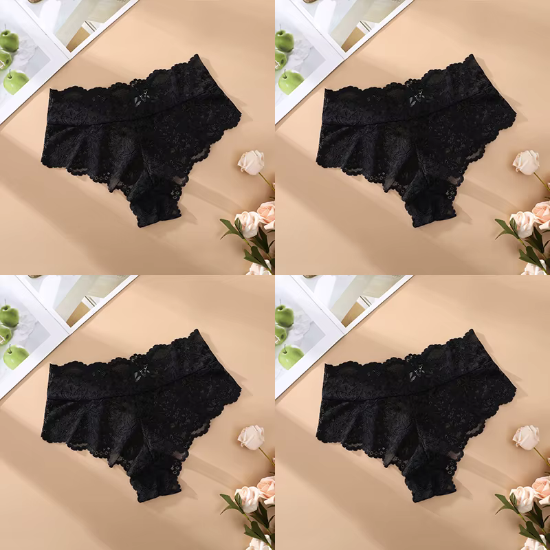 FINETOO 5 pièces Sexy dentelle florale culottes femmes slips taille basse Lingerie douce confortable