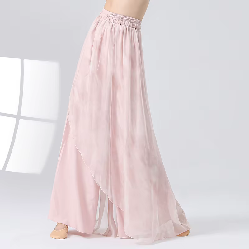 Jupe-pantalon fluide à 2 couches pour femmes, culotte de danse classique moderne, imprimé corps rime