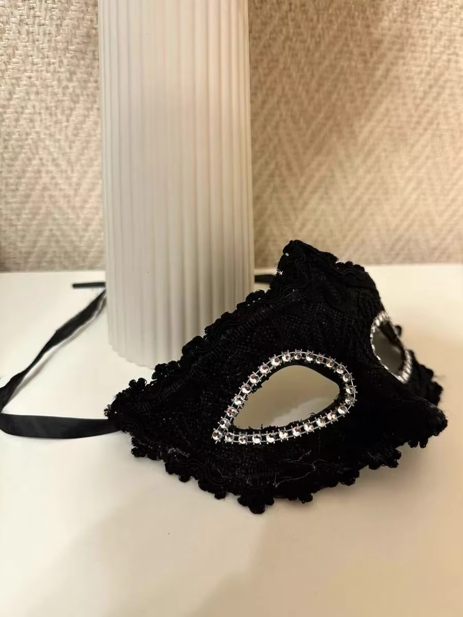 MasTim Ade-Masque sexy en dentelle noire pour femme, biscuits brillants, fête vénitienne, Rhde promo
