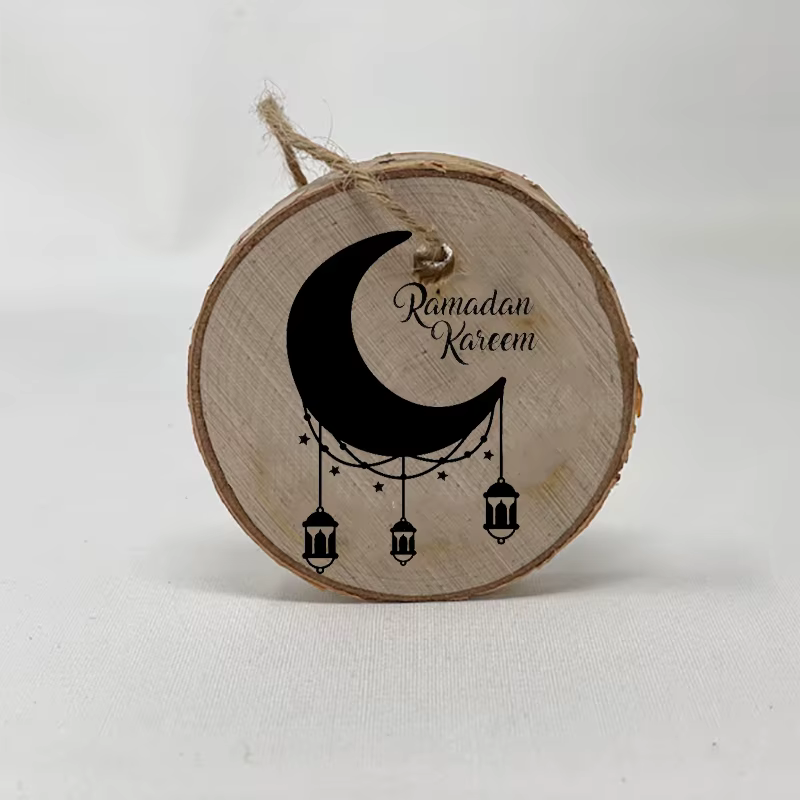 Lanterne lunaire en bois avec calligraphie arabe, ornement pour Ramadan, Eid al-Fitr, musulman, isla