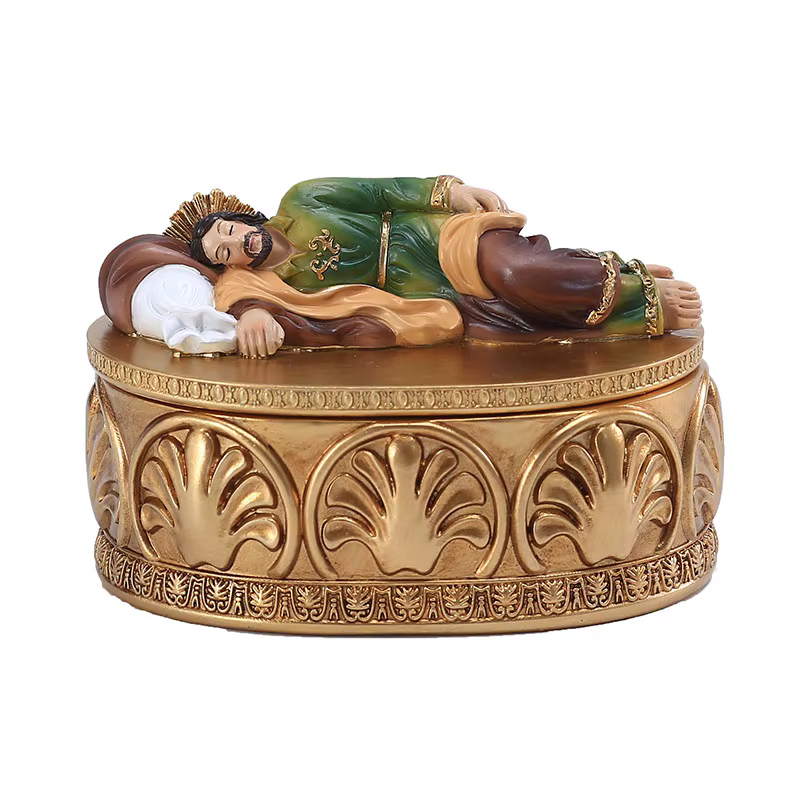 Figurine religieuse chrétienne du Sainte Joseph, boîte à bijoux, icône en résine, ornements de maiso