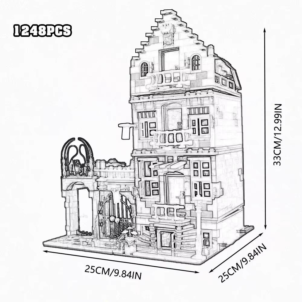 Ensemble de construction MOC Expert Créatif : Banque, Café, Coin, Modèle de ville, Briques, Dîner, L